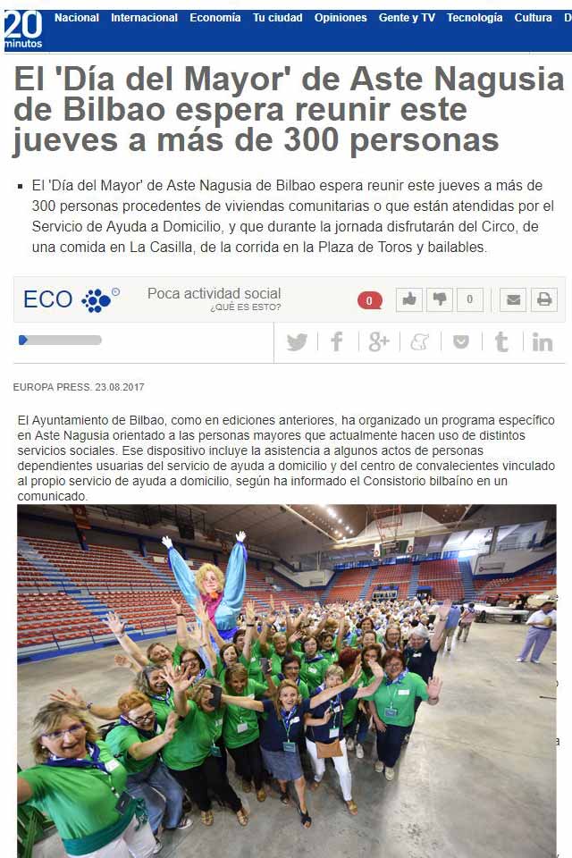 Más de 300 personas mayores en el «Día del Mayor» Aste Nagusia 2017