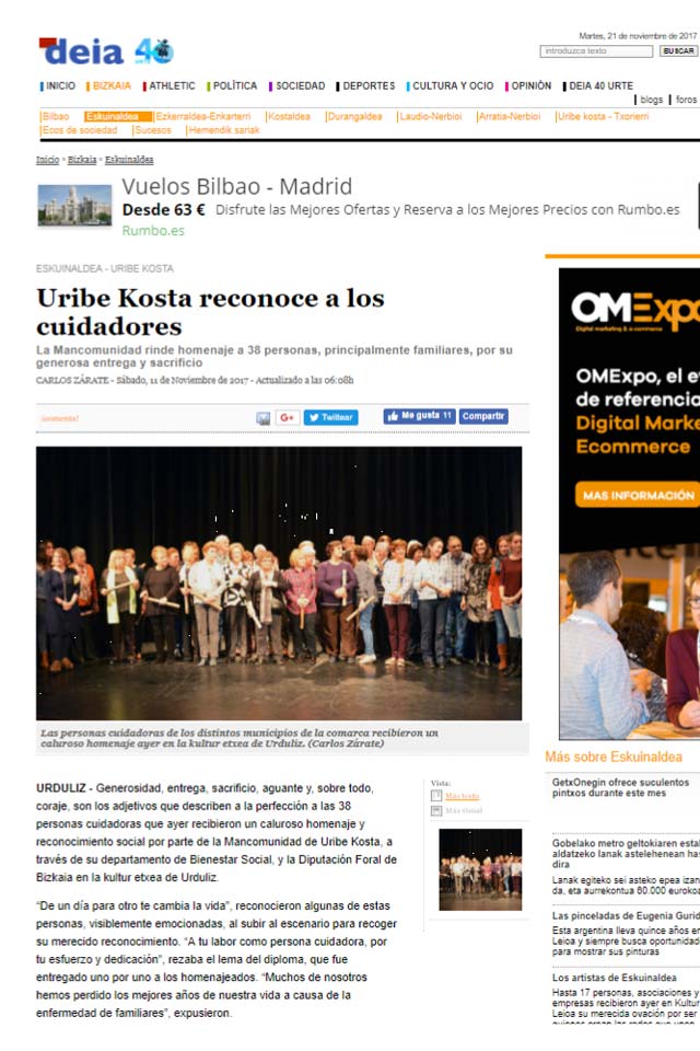 Uribe Kosta reconoce el trabajo de las personas cuidadoras