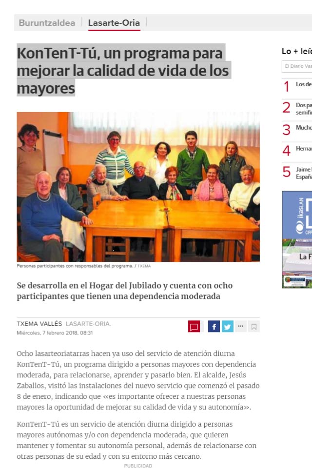 KonTenT-Tú, un programa para mejorar la calidad de vida de las personas mayores