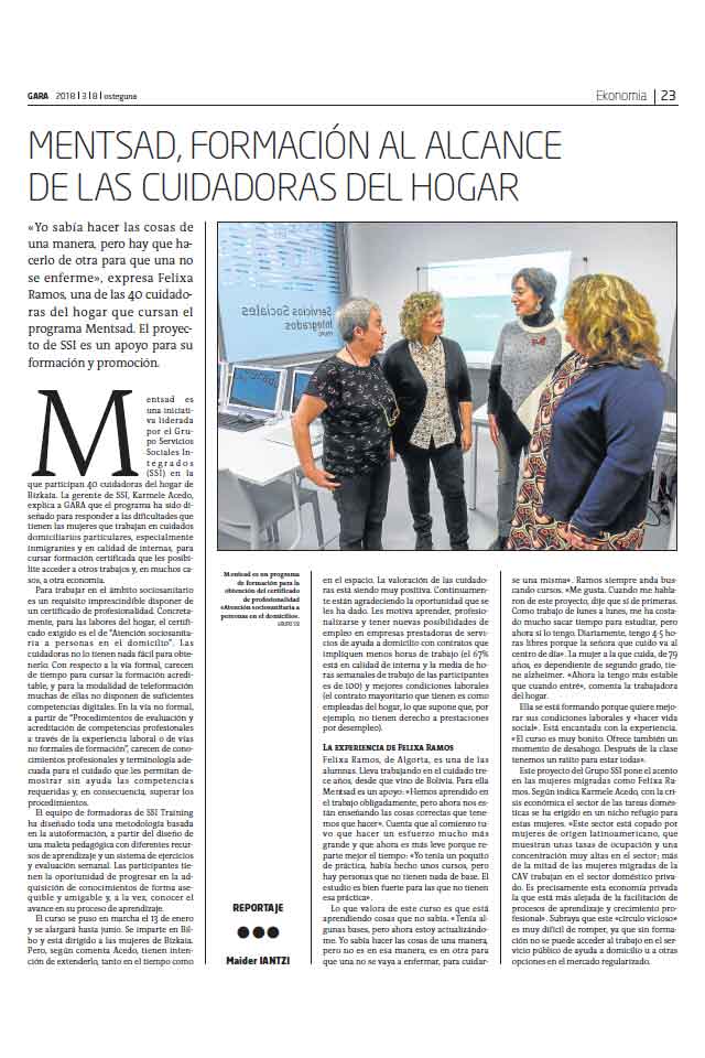 MENTSAD, formación al alcance de las cuidadoras del hogar