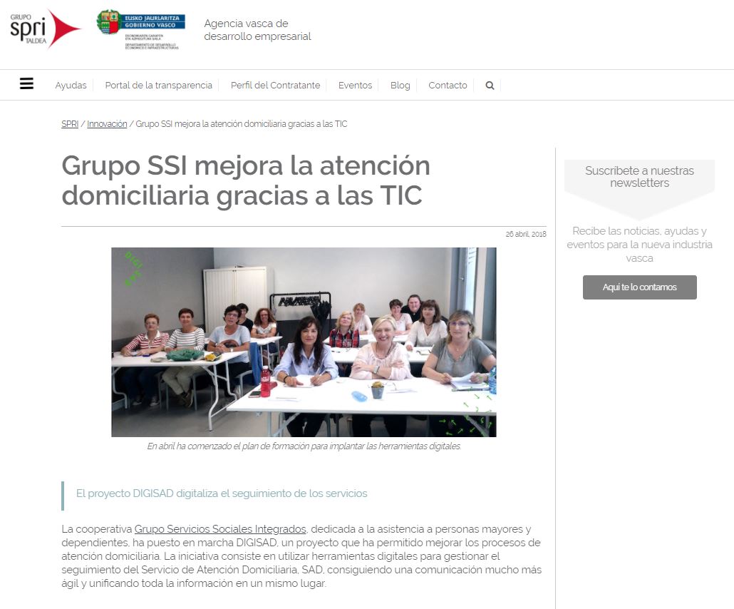noticia DIGISAD en Grupo SPRI