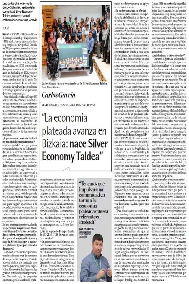 La economía plateada avanza en Bizkaia: nace Silver Economy Taldea