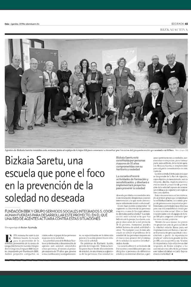 Bizkaia Saretu, una escuela que pone el foco en la prevención de la soledad no deseada