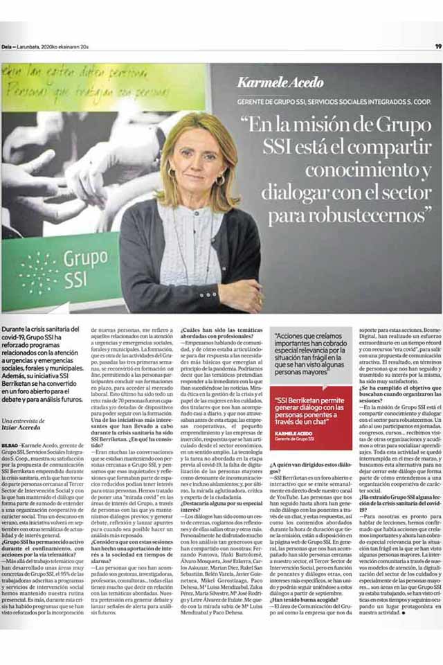 Entrevista a Karmele Acedo en Deia