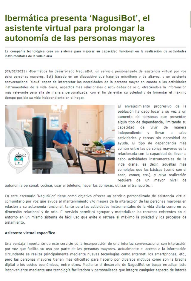 Nagusibot, un asistente virtual para personas mayores