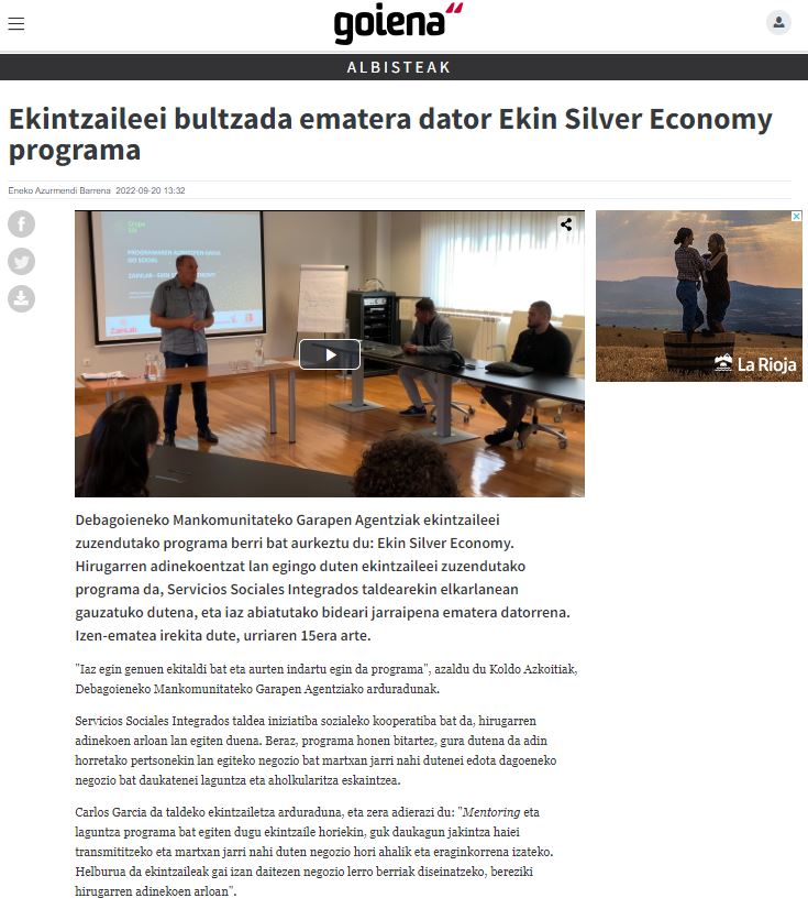 Ekin Silver Economy. Programa impulsor del emprendimiento