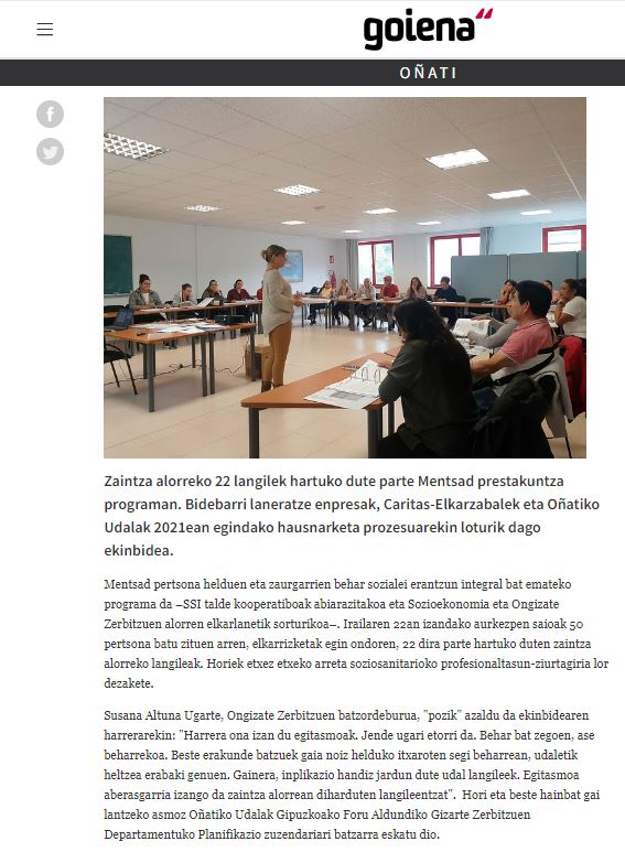 Comienza MENTSAD en Oñati