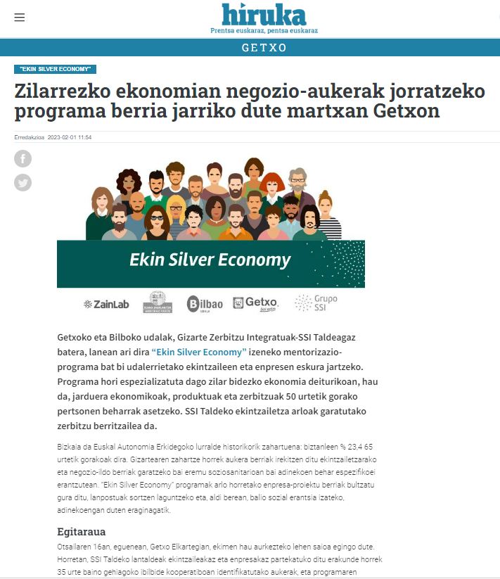Nueva edición Ekin Silver Economy en Getxo y Bilbao