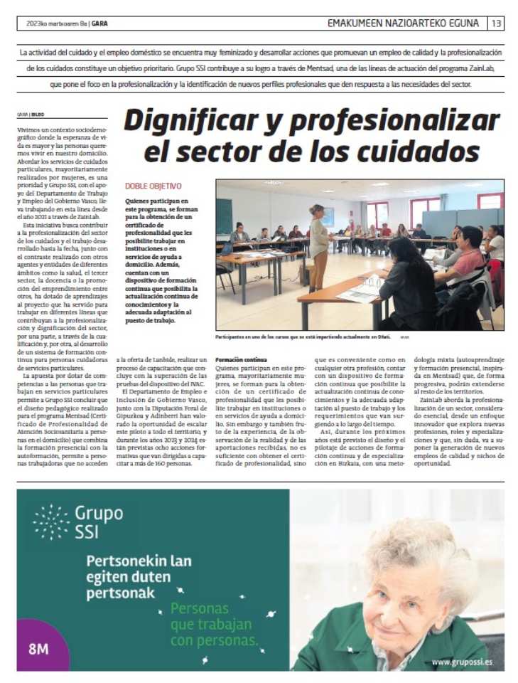 Profesionalización del sector de los cuidados Profesionalización del sector de los cuidados