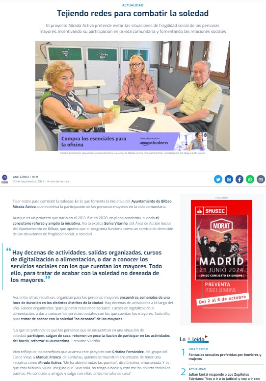 Tejiendo redes para paliar la soledad: Mirada Activa Berria