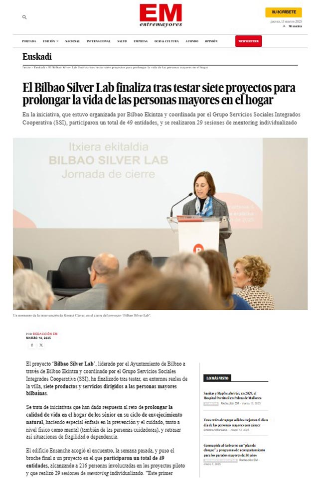 Finaliza el proyecto Bilbao Silver Lab
